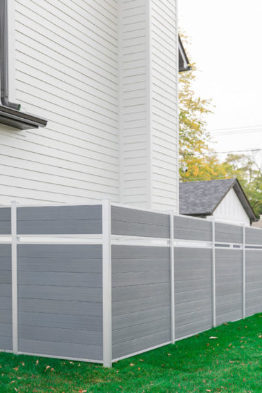 Modern Composite Horizontal Semi Privacy Fence with Aluminum Posts and Rails