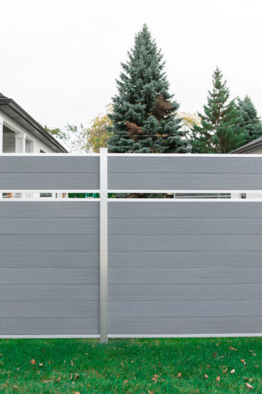 Modern Composite Horizontal Semi Privacy Fence with Aluminum Posts and Rails