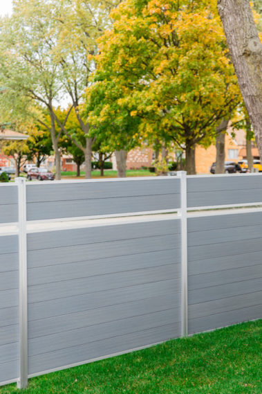 Modern Composite Horizontal Semi Privacy Fence with Aluminum Posts and Rails