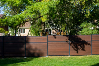 Modern Composite Horizontal Privacy Fence with Aluminum Posts and Rails
