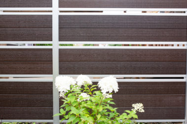Modern Composite Horizontal Semi Privacy Fence with Aluminum Posts and Rails