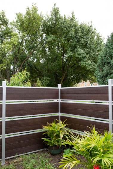 Modern Composite Horizontal Semi Privacy Fence with Aluminum Posts and Rails