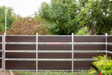Modern Composite Horizontal Semi Privacy Fence with Aluminum Posts and Rails