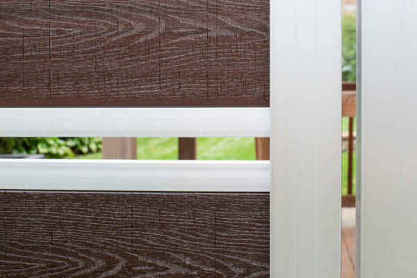 Modern Composite Horizontal Semi Privacy Fence with Aluminum Posts and Rails