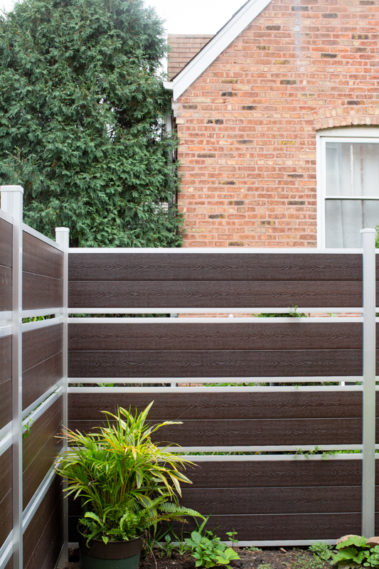 Modern Composite Horizontal Semi Privacy Fence with Aluminum Posts and Rails
