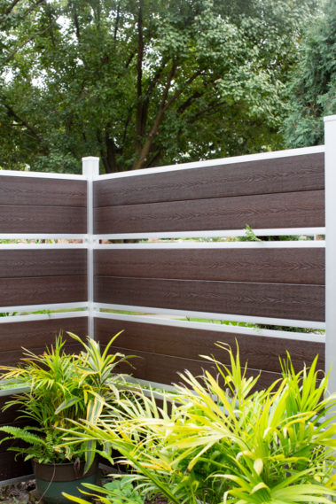 Modern Composite Horizontal Semi Privacy Fence with Aluminum Posts and Rails