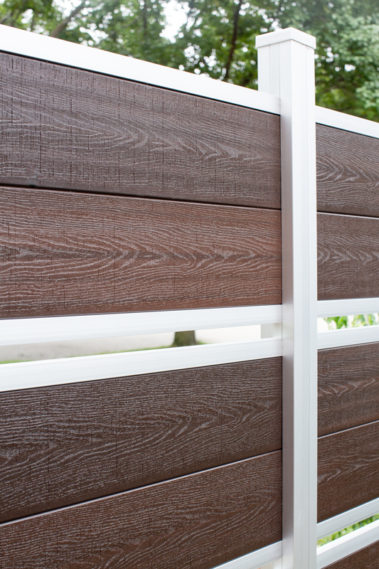 Modern Composite Horizontal Semi Privacy Fence with Aluminum Posts and Rails