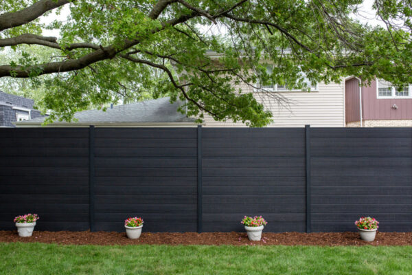 Modern Composite Horizontal Privacy Fence with Aluminum Posts and Rails