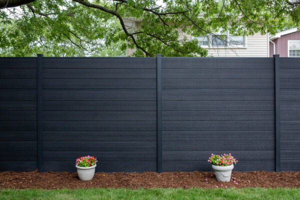 Modern Composite Horizontal Privacy Fence with Aluminum Posts and Rails
