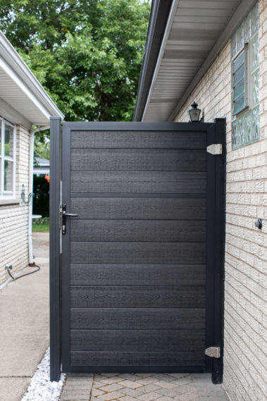 Modern Composite Horizontal Privacy Fence and Gate with Aluminum Posts and Rails