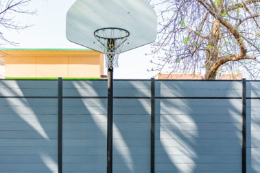 Modern Composite Horizontal Privacy Fence with Aluminum Posts and Rails