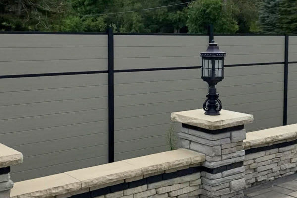 Modern Composite Horizontal Privacy Fence and Gate with Aluminum Posts and Rails
